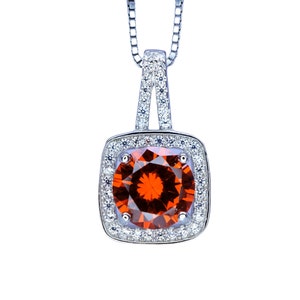 5 Ct Scissor Cut Orange Sapphire Tangerine Full Sterling Silver Luxury Brilliant Jewelry Diamond Spiritual Flower Sunstone Necklace