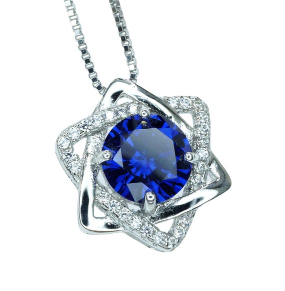 Tanzanite Necklace - Sterling Silver David Star Necklace -  December Birthstone -  Dainty Tanzanite Pendant #483