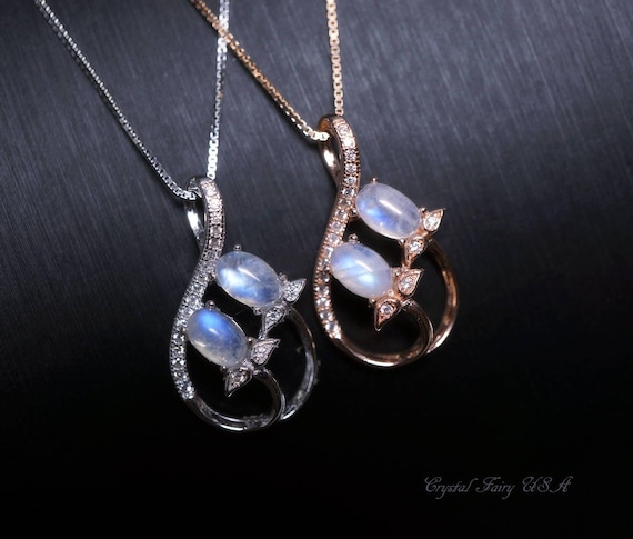 Rose Gold Moonstone Necklace, 925 Sterling Silver Flash Moonstone Flower Choker  Moonstone PENDANT #424