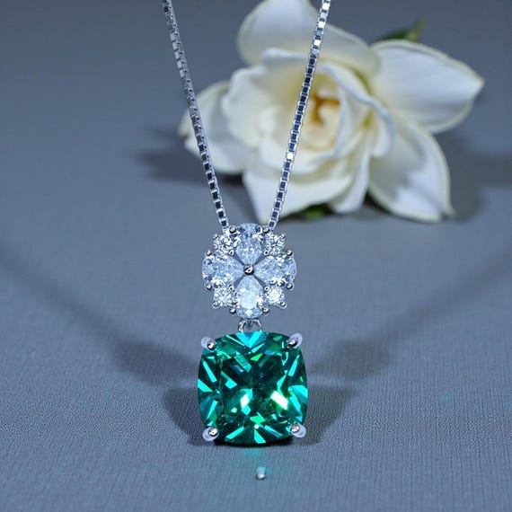 Paraiba Blue Tourmaline Necklace, Cushion Cut Gemstone Pendant, Sterling Silver  Gold Plated Jewelry, Unique Gift for Her, Neon Blue 1144