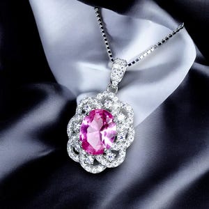 Pink Tourmaline Necklace - Sterling Silver Royal Flower of Life Necklace - 2 CT Pink Tourmaline Jewelry #381