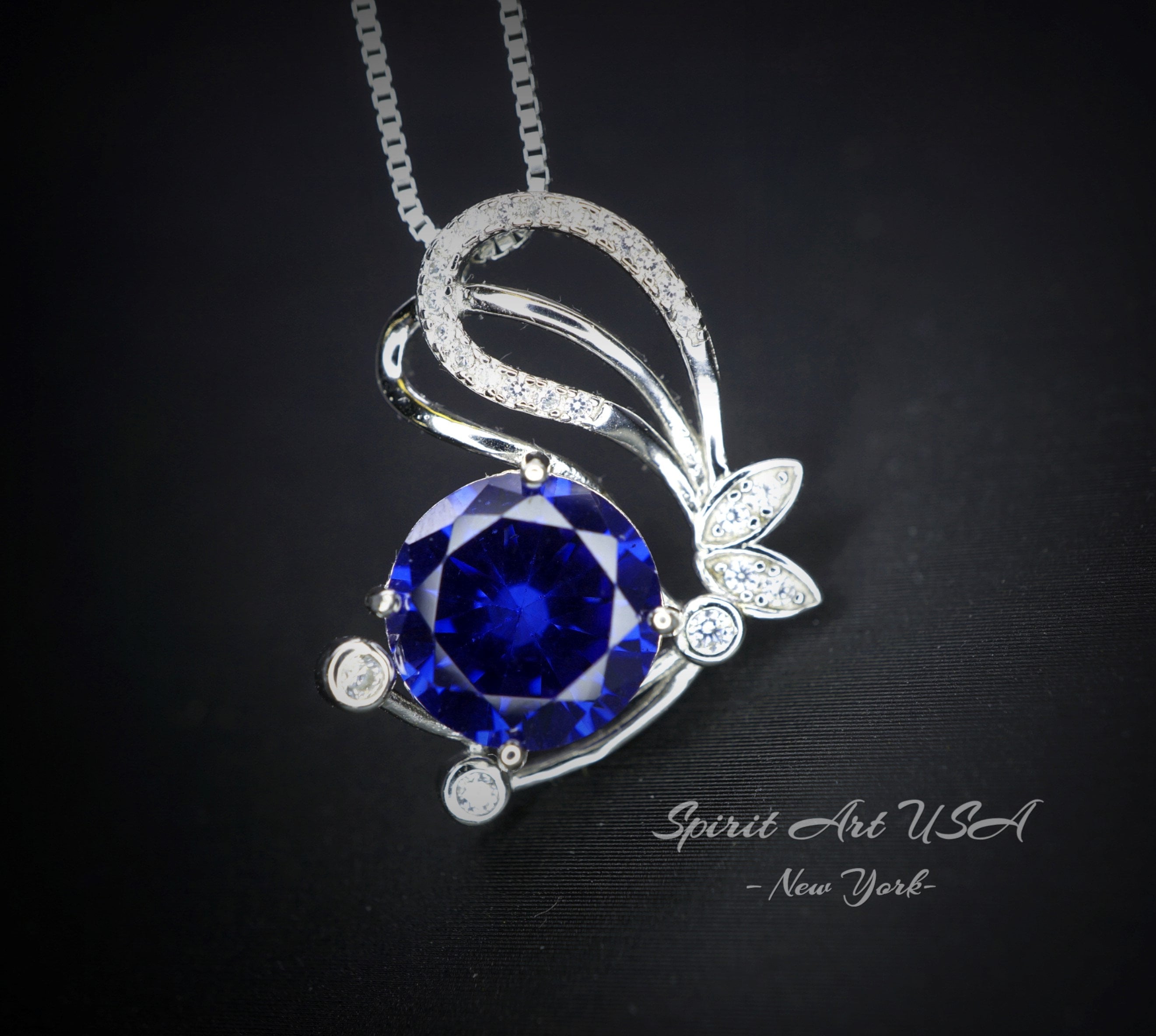 Round Tanzanite Necklace Sterling 