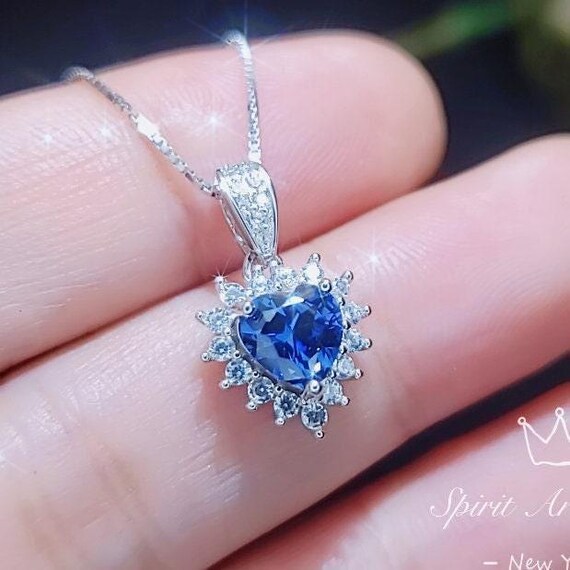 Minimalist Tiny Tanzanite Necklace -  Lab Created Tanzanite Pendant - 18k @ Sterling Silver - December Birthstone  Tanzanite Pendant 017