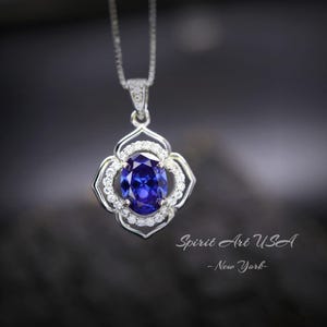 1.5 Ct small Tanzanite Pendant  - Sterling Silver Gemstone Flower OF Life Tanzanite Necklace - December Birthstone  Tanzanite Jewelry #245