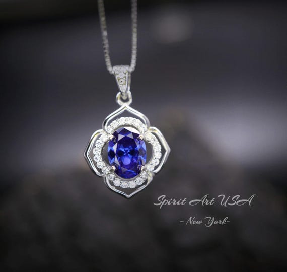 1.5 Ct small Tanzanite Pendant  - Sterling Silver Gemstone Flower OF Life Tanzanite Necklace - December Birthstone  Tanzanite Jewelry #245