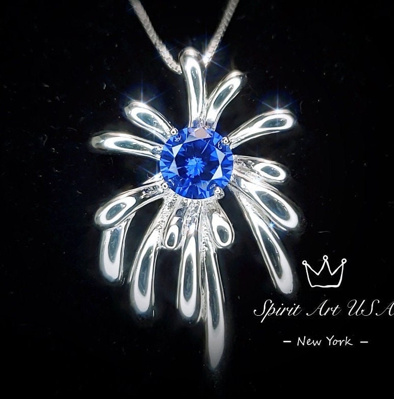 925 Sterling Silver Plating Women Fashion Fireworks Pendant Necklace 925 Sterling Silver Plating Women Fashion Fireworks Pendant Necklace