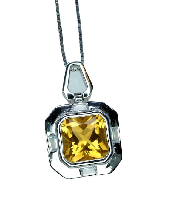 Genuine Citrine necklace - Natural Citrine Necklace - High Quality - Citrine Pendant Jewelry -  18kgp @ Sterling Silver #459