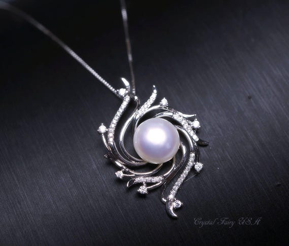 Large Freshwater Pearl Necklace - Full Sterling Silver High Quality Bridal Pearl Necklace - Genuine White Pearl Jewelry #425