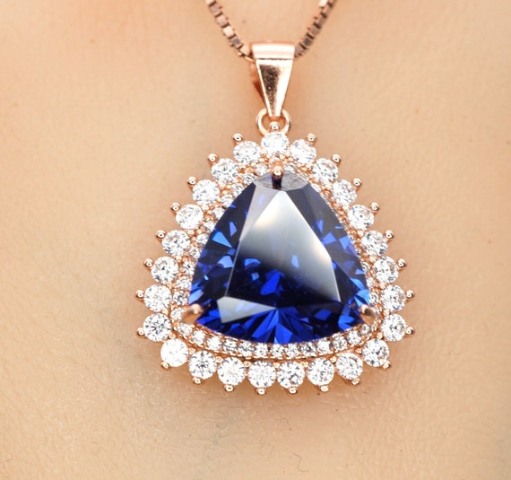 Trillion Tanzanite Necklace Triangle 
