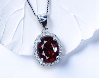 Orange Spessartite Garnet Necklace – 18K Gold @ Sterling Silver Pendant – January Birthstone Jewelry – Handmade Gift for Her 1110
