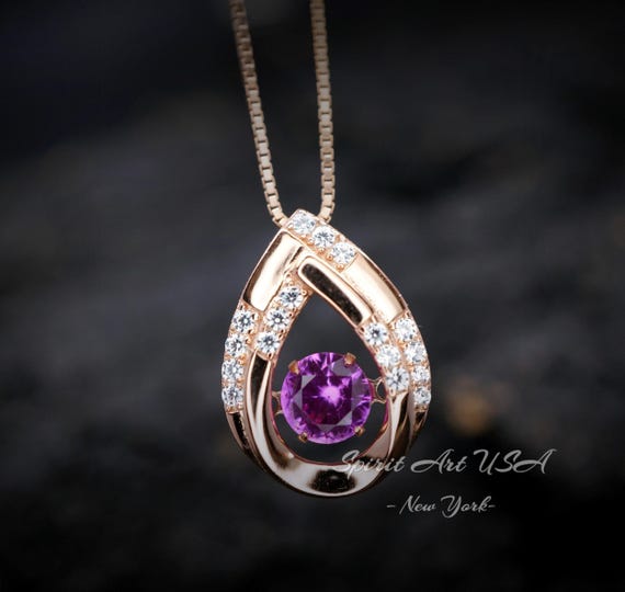 Swing Pink Tourmaline Necklace - Rose Gold coated Dynamic 0.85 Ct Pink Tourmaline Pendant - Full Sterling Silver  Tourmaline Jewelry #181
