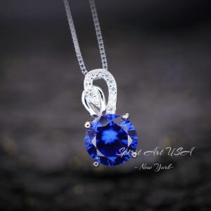 Gorgeous Tanzanite Necklace - Sterling Silver Solitaire 8mm 2 Ct Round Manmade Tanzanite Jewelry -  Vivid Tanzanite Gemstone #264