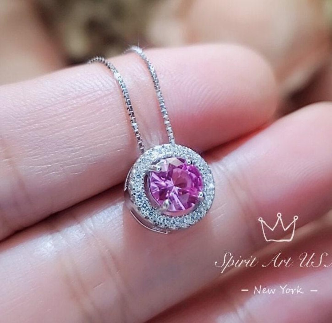 Tiny Round Pink Tourmaline Choker Necklace - Sterling Silver Gemstone ...