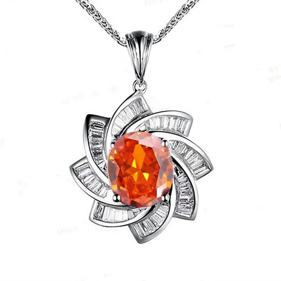 Orange Sunstone Necklace - 18kGP Sterling Silver - Gemstone Milky Way Necklace -  Spiral Galaxy Energy Vortexes Windmill Pendant 2.8 CT #856