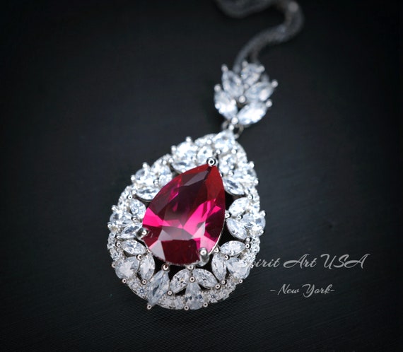 Teardrop outlet ruby necklace