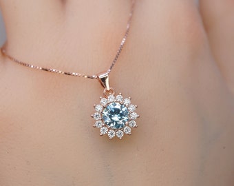 18k Rose Gold Jewelry Details about   Aquamarine Handmade Natural Gemstone Pendant 1.02 Ct