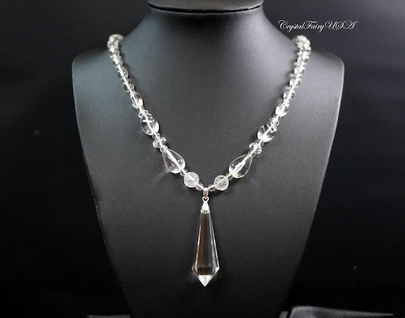Clear Quartz Necklace Clear Quartz Point Necklace - Crystal Stone Necklace Luxury  Crystal Healing Necklace -Luxury Clear Quartz 2602