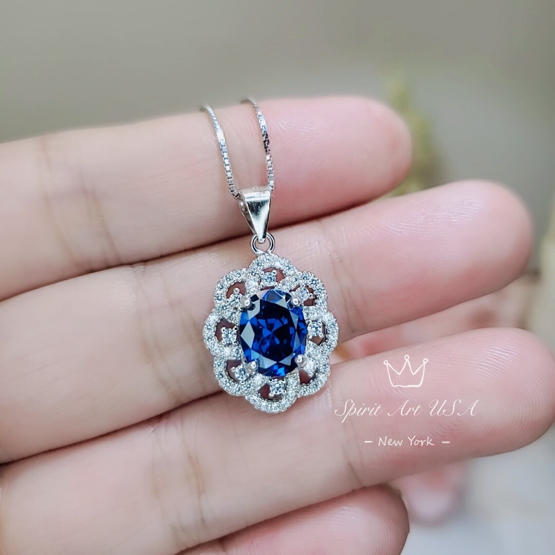 Collier Saphir Bleu Profond Et 4 Améthystes - Pierres Naturelles - Neuf