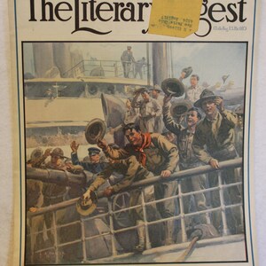 Vintage Magazine Cover The Literary Digest July 1917 &quot;Off To The Front&quot; art / Michelin Tires Advertisement