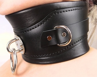 Bondage Wide Collar Posture Collar Heavy Padded Real Leather Black Bondage Wide Collar Posture Collar Heavy Padded Real Leather Black