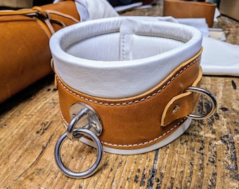 Asylum Wide Collar / Posture Collar Heavy Padded Real Rustic Tan Brown Leather Hospital Medical Collar