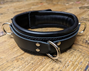 Heavy Bondage Restraint Collar Real Leather Black