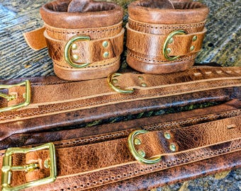 Leather Bondage Restraints Wrist and Ankle cuffs, Cowboy cuffs!