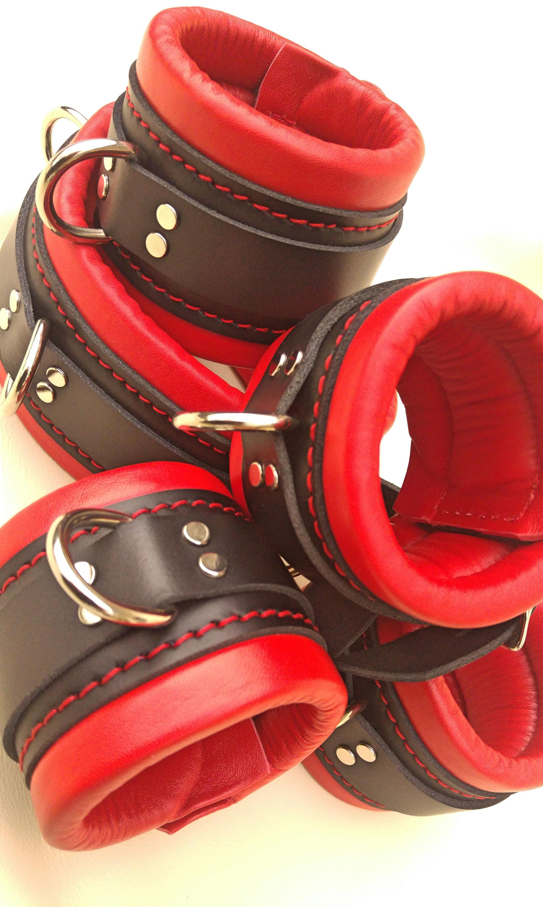 Bondage Restraint Cuffs Real Leather Heavy Padded Wrist, Ankle Cuffs, and Heavy Collar. ANY COLOUR!!!