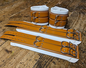 Hospital Restraints Extra Wide Bondage Restraints Wrist, Ankle Cuffs Super Heavy, Padded, Real Leather, medical restraints, Asylum