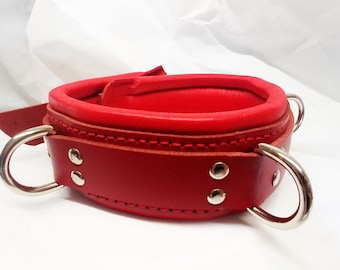 Röd Bondage Halsband Äkta Läder