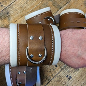 Wide Bondage Restraints Wrist, Ankle Cuffs Hospital Medical Style Leather Rustic or Any Colour!