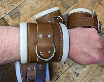 Wide Bondage Restraints Wrist, Ankle Cuffs Hospital Medical Style Leather Rustic or Any Colour!
