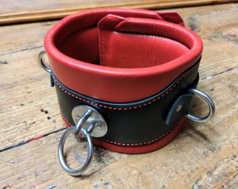 Bondage Red Posture Halsband schwer gepolstert echtem Leder schwarz