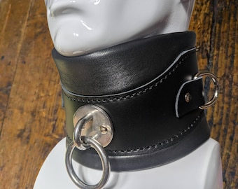 Bondage Wide Collar / Posture Collar Heavy Padded Real Leather Black
