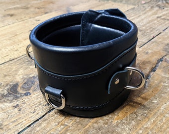 Bondage Wide Collar / Posture Collar Heavy Padded Real Leather Black