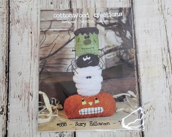 Cottonwood Creations Scary Halloween Sewing Pattern | Mummy Spider Frankenstein Pumpkin | Halloween Decor