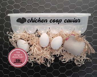 Chicken Coop Caviar | Reusable Egg Carton with saying | plastic egg container | Kitchen Decor | Farm