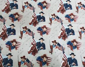 John Wayne Fabric | Horse American Flag |  Cotton fabric by Riley Blake Designs | by the 1/2 or Full Yard