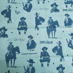 Blue John Wayne Fabric | Horse American Flag |  Cotton fabric by Riley Blake Designs | by the 1/2 or Full Yard