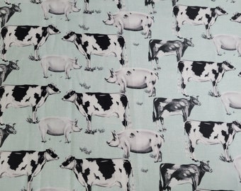 Farm House Cows & Pigs Fabric by the yard | Springs Creative  | Cow Milk Dairy