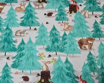 Woodland Wander | Animal Forest White | 3 Wishes fabric |  by Jo Taylor | Coordinating Nursery Fabric | Quilting Fabric | Forest