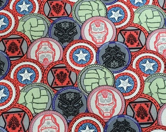 Marvel Coins Cotton fabric by Springs Collective | by the 1/2 or Full Yard | SuperHero Fabric
