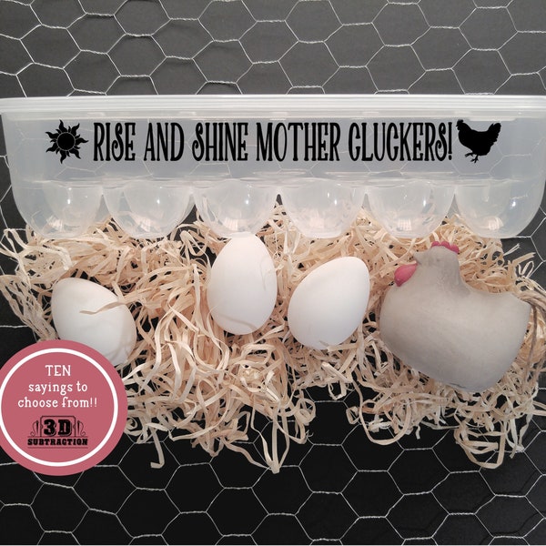 Rise and Shine Mother Cluckers | Reusable Egg Carton with saying | plastic egg container | Kitchen Decor | Farm