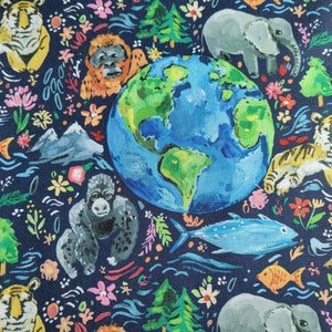 Earth Day Cotton Fabric by August Wren Collection Coordinating Nursery Fabric Dear Stella Save the Planet image 1