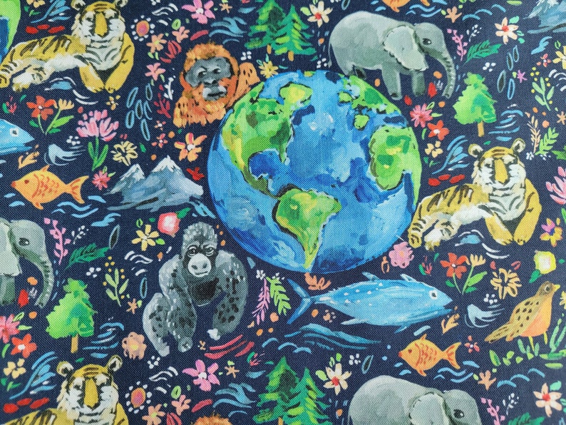 Earth Day Cotton Fabric by August Wren Collection Coordinating Nursery Fabric Dear Stella Save the Planet image 1