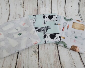 Farm House Fabric Fat Quarter Bundle | Springs Creative  | Cow Milk Dairy Kitchen | Farmhouse | By the Yard bundle