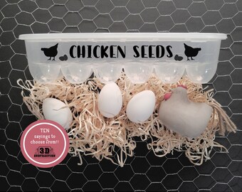 Chicken Seeds | Reusable Egg Carton with saying | plastic egg container | Kitchen Decor | Farm