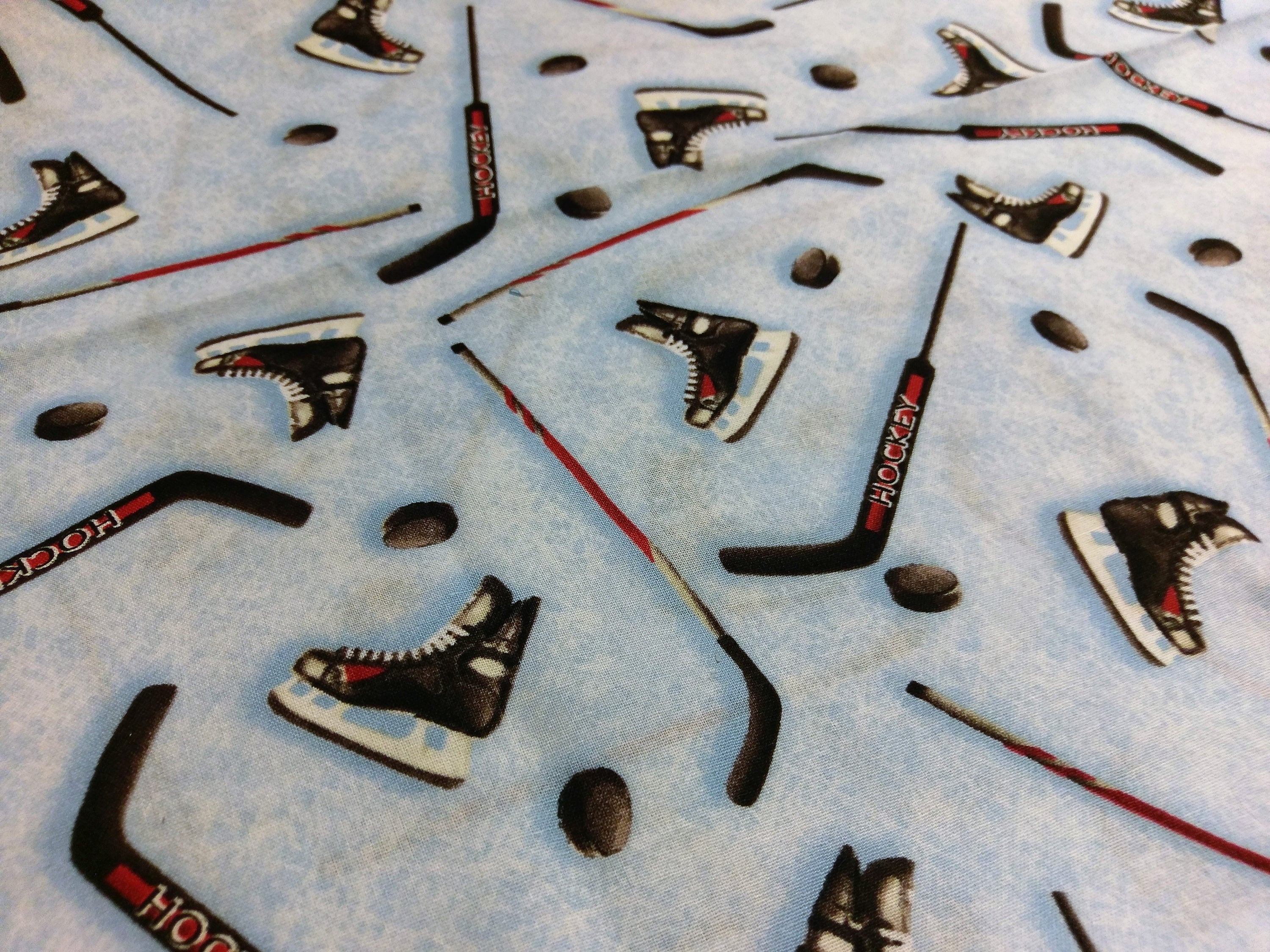 Hockey Cotton Fabric By the 1/2 Yard Hockey Stick Fabric Etsy