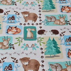 Woodland Wander | Animal Patch White | 3 Wishes fabric |  by Jo Taylor | Coordinating Nursery Fabric | Quilting Fabric | Forest