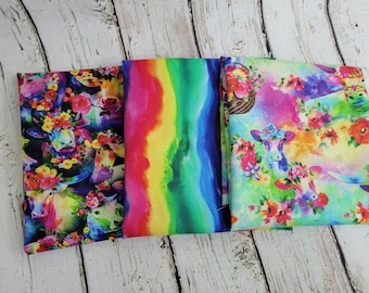 Cosmic Rainbow Cows | Cosmic Cows Digital by Oasis Fabrics Collection | Longhorn | Fat quarter Bundle